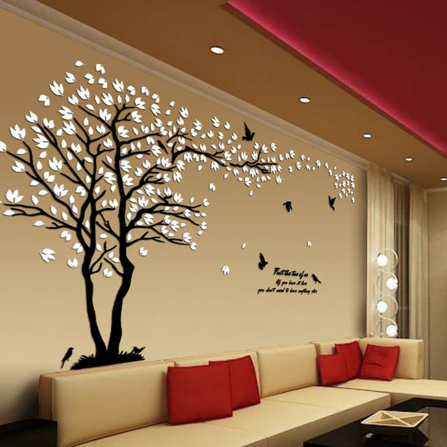 New Arrival Lovers Tree Acrylic Crystal Wall Stickers DIY Art Wall .
