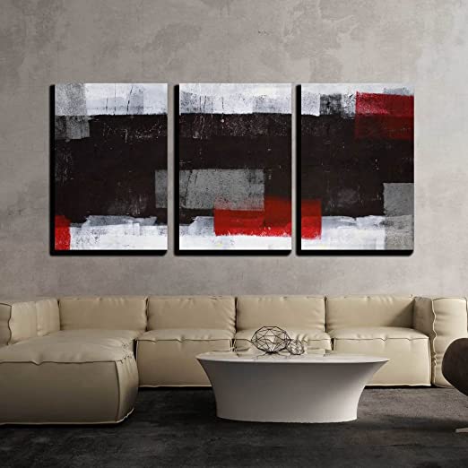 Amazon.com: wall26 - Grey and Red Abstract Art - Canvas Art Wall .
