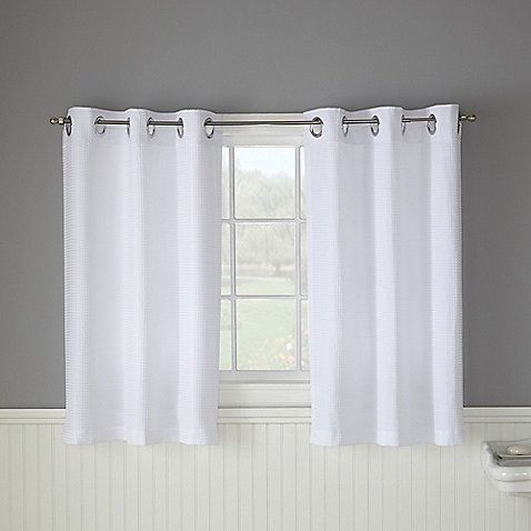 Hookless® Waffle White Bathroom Window Curtain Pair (for the .