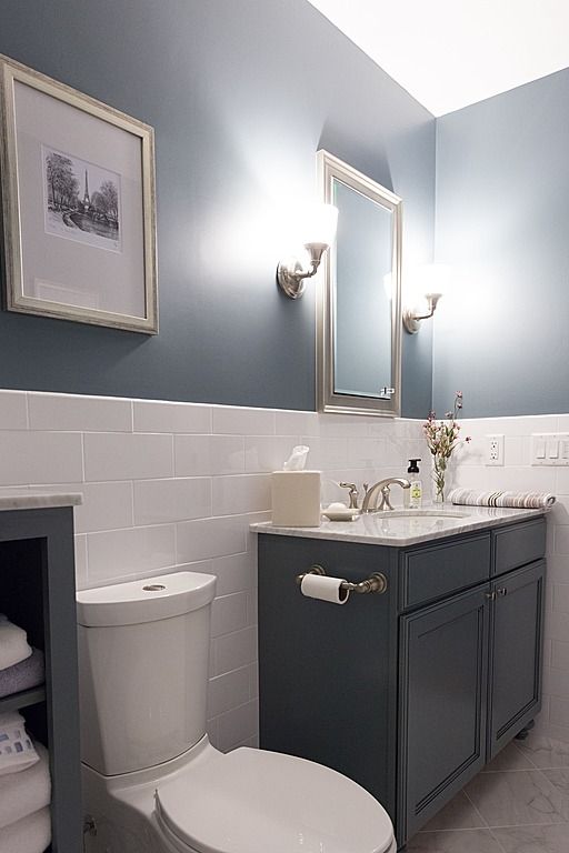 Contemporary Full Bathroom - half wall with tile | Bathroom design .