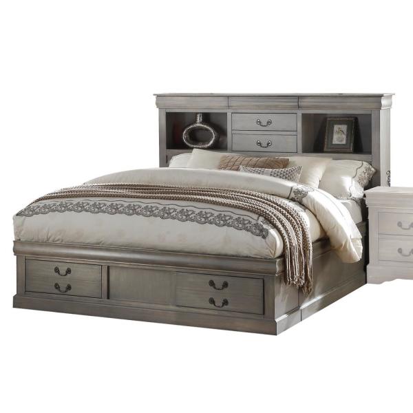 Acme Furniture Louis Philippe III Antique Gray Storage Queen Bed .