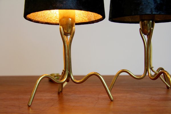 Small Brass Bedside Lamps, 1950s, Set of 2 for sale at Pamo