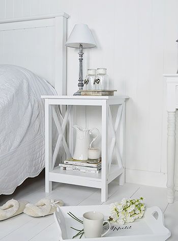 The White Lighthouse Bedroom Furniture | White bedside table, Side .