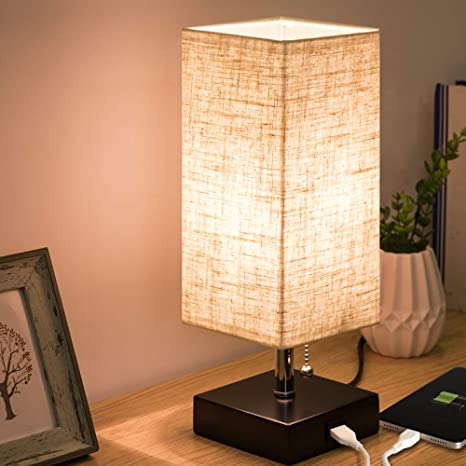 ZEEFO USB Table Lamp, Modern Design Bedside Table Lamps with USB .