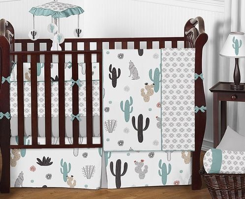 South Western Cactus Baby Bedding - 9pc Boys Girls Crib Set by .