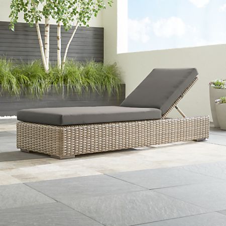 Cayman Outdoor Chaise Lounge with Graphite Sunbrella Cushion .