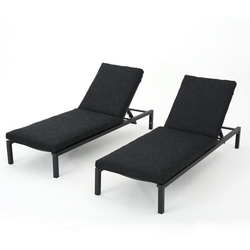 Navan Set Of 2 Aluminum Chaise Lounge - Dark Gray/Black .