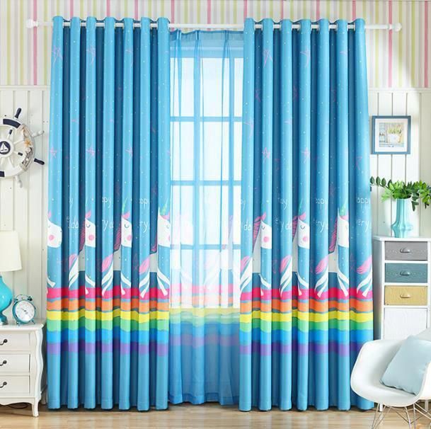 The blue colored cute unicorn curtains for kids room丨Boys Room .