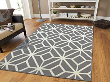 Amazon.com: Contemporary Rugs For Living Room Grey and White .