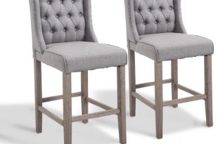 40" Tufted Counter Height Bar Stools, Set of 2 - Transitional .