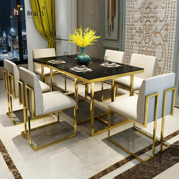 Custom Top Quality Gold Dinning Tables And Chairs,Luxury Dining .