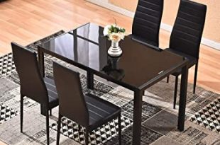 Amazon.com - 4HOMART Dining Table with Chairs, 5 PCS Glass Dining .