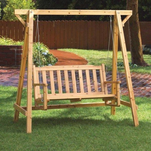 diy wooden swing set plans free | Garden swing, Patio furniture .