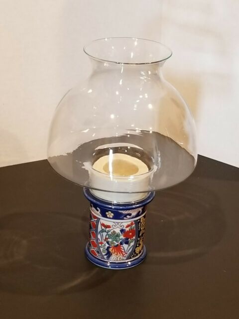 Vintage Hurricane Lamp Candle Oriental Japan w/ Mushroom Globe for .