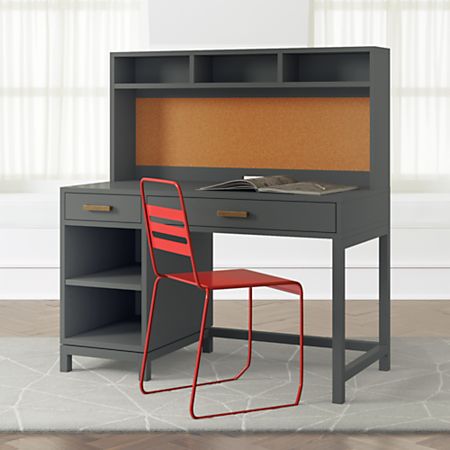 Kids Parke Charcoal Desk and Hutch | Crate and Barr