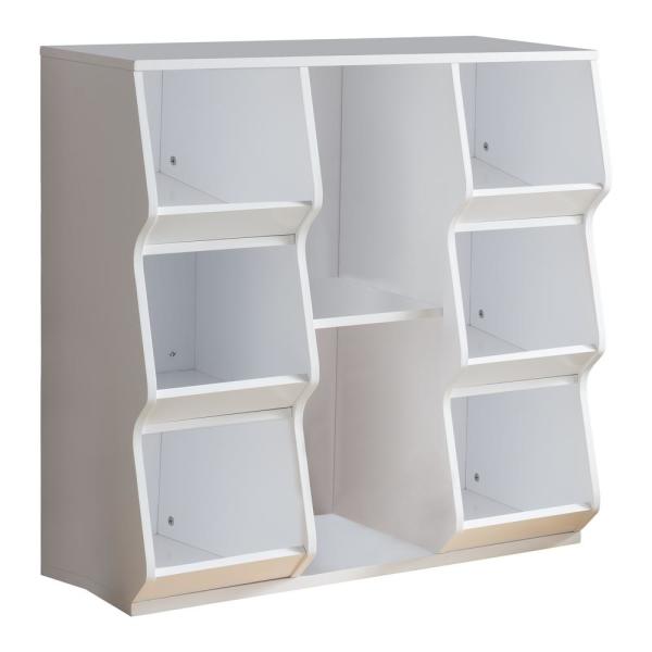 Signature Home 33.5 in. W x 33 in. H White Wood Kids Toy Storage 8 .