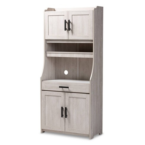 6 Shelf Portia Kitchen Storage Cabinet White - Baxton Studio : Targ