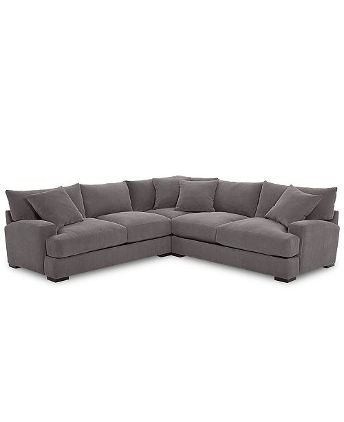 Furniture Rhyder 3-Pc. 'L' Shaped Fabric Sectional Sofa, Created .