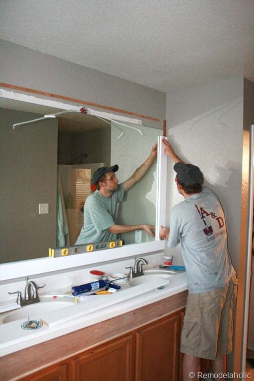 Remodelaholic | Framing A Large Bathroom Mirror | Large bathroom .