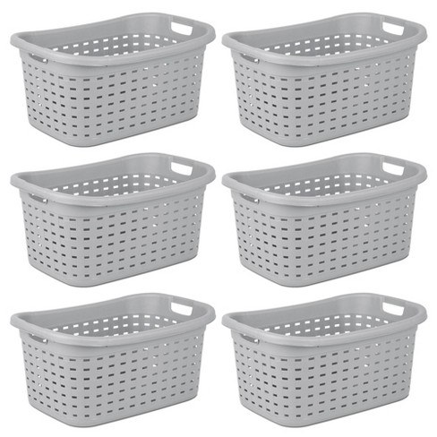Sterilite Weave Laundry Basket With Wicker Pattern, Cement (6 Pack .