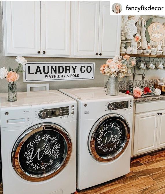Laundry room decor Wash Dry vinyl | Et