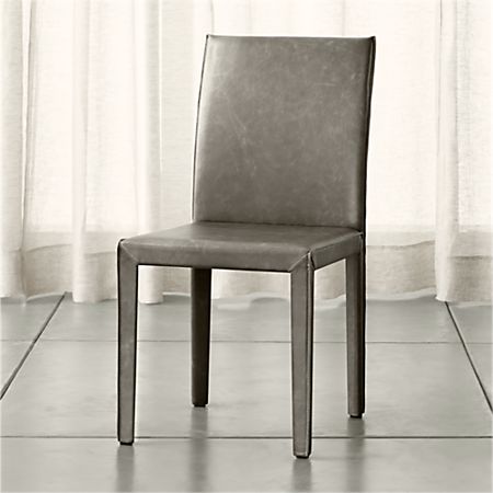 Folio Stone Grey Top-Grain Leather Dining Chair | Crate and Barr
