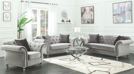 Frostine Silver Living Room Set - 1StopBedroom