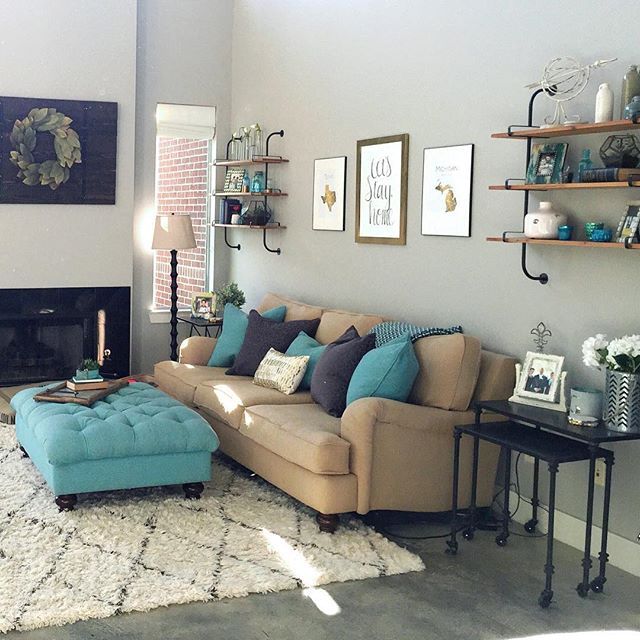 Living Room Tour | Living room turquoise, Beige living rooms, Teal .