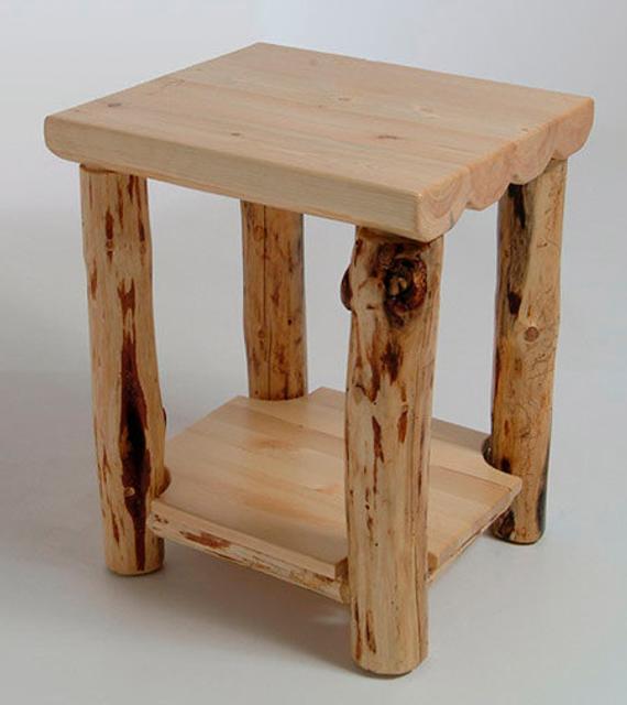 Rustic log furniture Mountain Hewn End Table FREIGHT NOT | Et