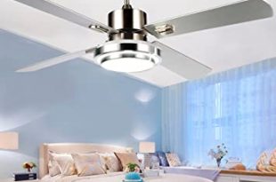 Modern Ceiling Fan With LED light 4 Wood Blades Remote Control For .