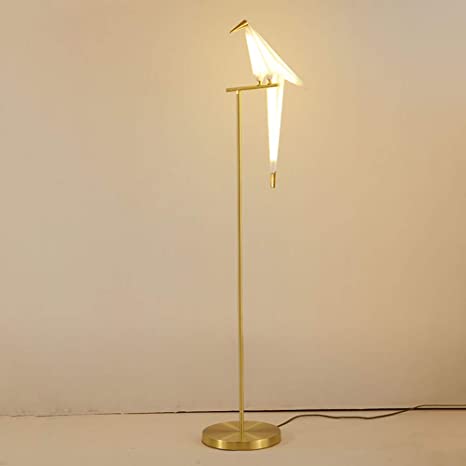 62 Inch Modern Floor Lamp Golden Finish Bird Swing Floor Light .
