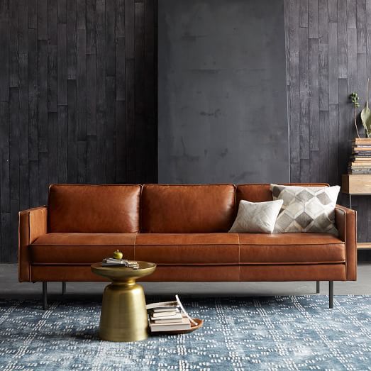 Axel Leather Sofa (89") | Tan leather sofas, Sofa design, Leather so