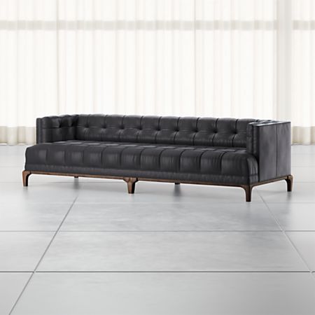 Byrdie Black Leather Modern Tufted Sofa | Crate and Barr