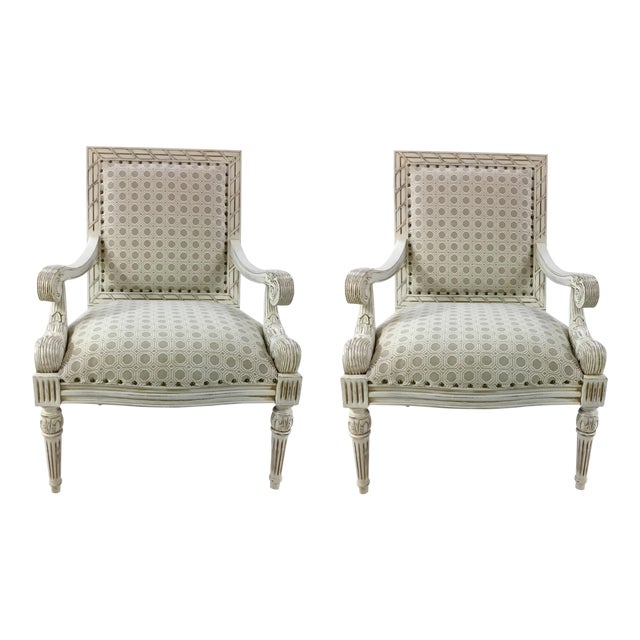 Ferguson Copland White Carved Wood Occasional Chairs Pairs | Chairi