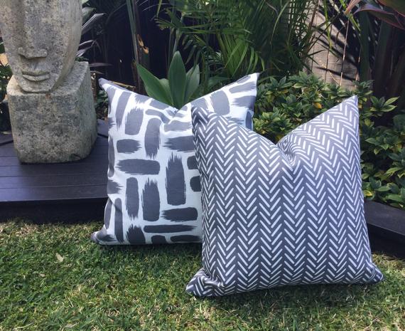 Grey Outdoor Cushions Grey and White Outdoor Pillow Outdoor | Et