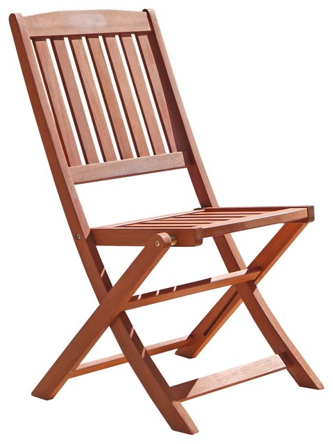 Vifah Outdoor Wood Folding Bistro Chairs (Set of 2) - Transitional .