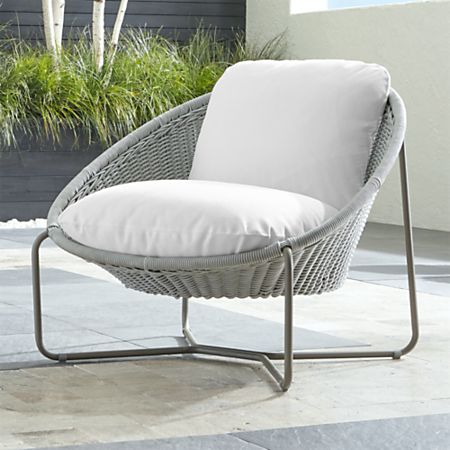Morocco Light Grey Oval Lounge Chair with White Cushion + Reviews .