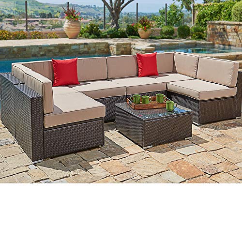Amazon.com : SUNCROWN Outdoor Patio Furniture 7-Piece Wicker Sofa .