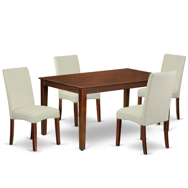 Shop Rectangle 60 Inch Table and Parson Chairs in Cream Linen .