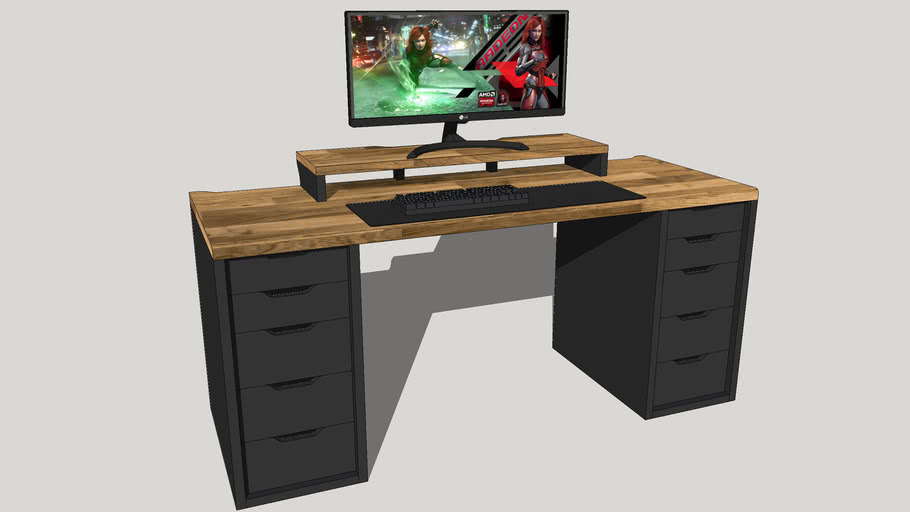 Wooden PC Desk | 3D Warehou
