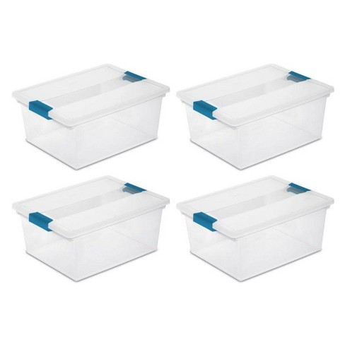 Sterilite Clear Plastic Deep Storage Container Bin With Latching .