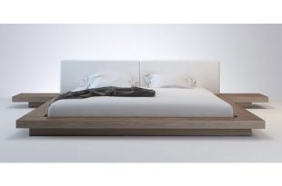 Wanda Walnut & White Modern Platform Bed | Contemporary Be