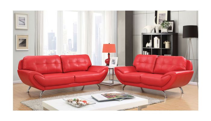 Angeline Modern Red Leather So