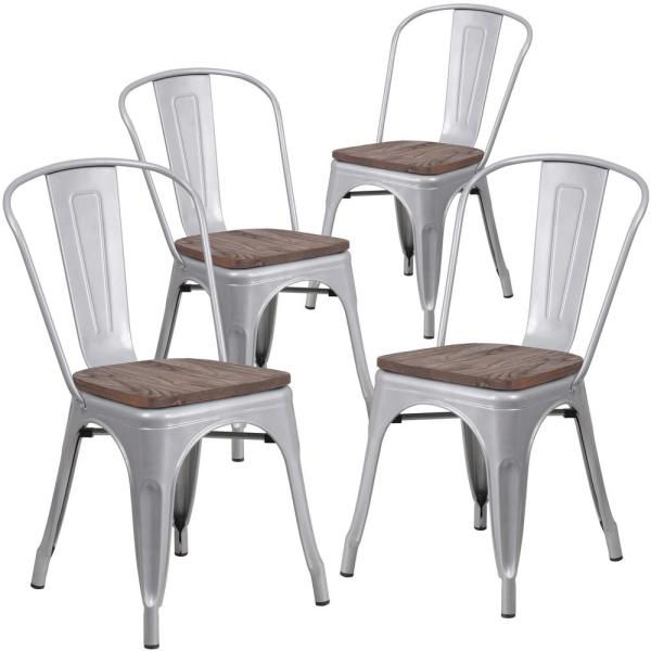 Carnegy Avenue Silver Restaurant Chairs (Set of 4) CGA-CH-249656 .