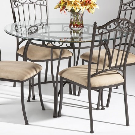 Wrought Iron Round Glass Dining Table - 1StopBedroom