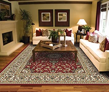 Amazon.com: Large Rugs for Living Room Red Traditional Area Rugs .