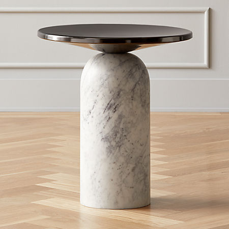Martini Side Table with White Marble Base + Reviews | C