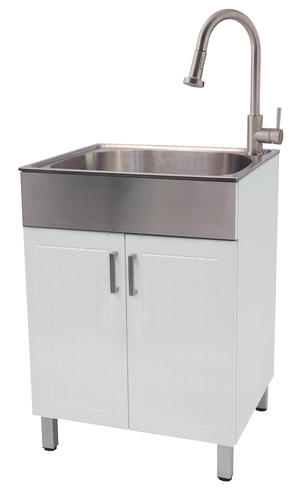 Tuscany® White Laundry Cabinet & Stainless Steel Sink at Menards