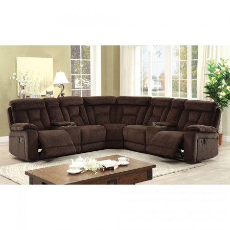 Recliner Sectional Sofa Brown Chenille Fabric Sectional Sectionals .