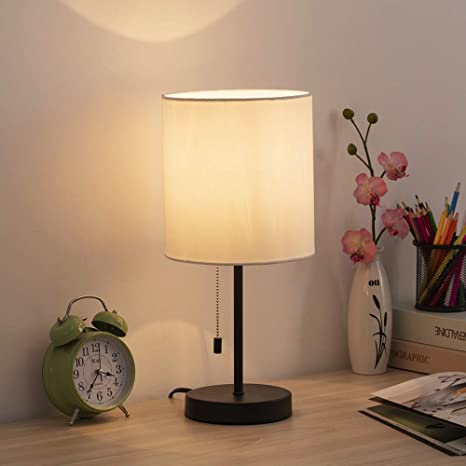 Amazon.com: HAITRAL Table Lamp - Modern Bedside Desk Lamp with .